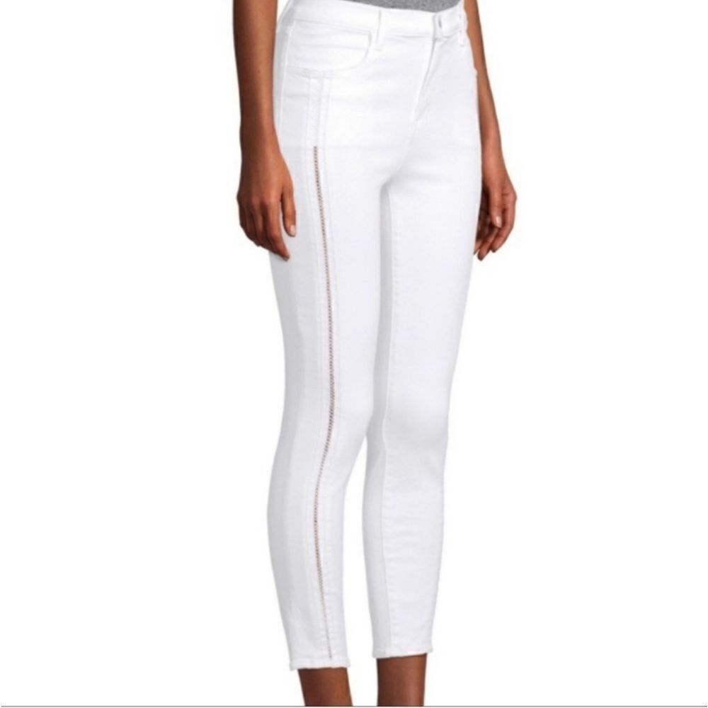 J BRAND Alana High-Rise White Ladder‎ Lace Cropped Skinny Jeans Size 28